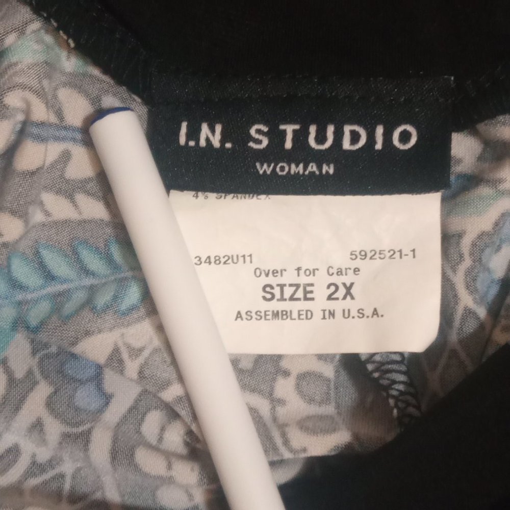 I.N. Studio Women's Size 2x Paisley Floral Boho Wide Leg Stretchy Slip on pants - Picture 6 of 7